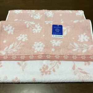 新品　花柄　フェイスタオル　(ピンク) towel museum