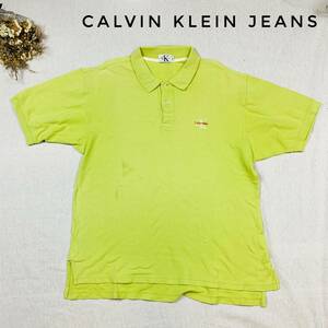 厳選★レア　大人かわいい♪ USA製　calvin klein jeans 　半袖ポロシャツ　蛍光色　L