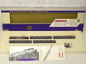 *ARNOLD/a-norudo N gauge 0166 locomotive & passenger car Germany . country railroad HENSCHEL-WEGMANN-ZUG 1936-1939 foreign vehicle 5 both set 