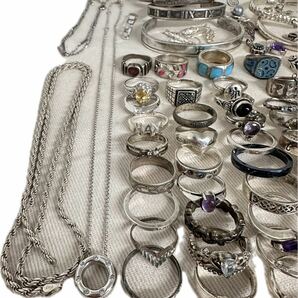 超豪華 silver925 銀製 リング ネックレス ブレスレット バングル シルバー製品セット まとめ売り 約782g 売り切りの画像2