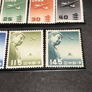 D016 航空切手 1951年 五重塔航空 1952-62年 円単位五重塔 1953年 大仏航空 各種完 計3点の画像5