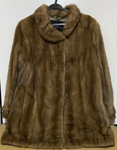 KB1385 Taiyo Mink 大洋ミンク 毛皮コート ミンク ブラウン系 4ホック留め 着丈約78cm 中古　