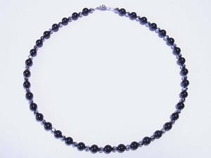  high purity tera hell tsu cut 4mm/ natural black * onyx 6mm necklace 