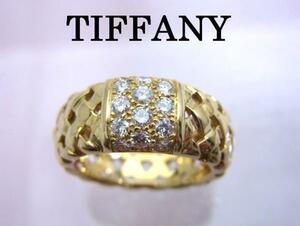 送料無料 Tiffany ティファニー K18YG メッシュ ダイヤモンド リング 12号 新品仕上げ済