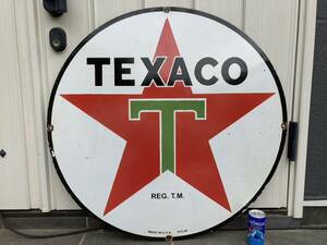 ビンテージ 大型 看板 テキサコ TEXACO 直径76cm / ホーロー看板 ガレージ アメリカ 世田谷ベース 昭和レトロ