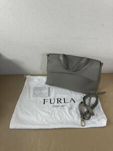 Y【中古品】FURLA フルラ ニキ F7536 2way バッグ ハンドバッグ ショルダーバッグ グレー