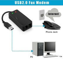 AGPtek External USB2.0 FAX MODEMファックスモデムfaxモデムアナログデュアルポート【IN/OUT端子付き】56K V.92 V.90 CX93010 win7RJ11A65_画像4