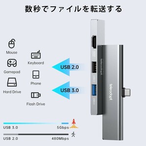 Teleadapt iPadPro専用ハブ5-IN-1TypeCiPad Mini6USB Cハブ100WPD 4K HDMI出力3.5mmオーディオジャック搭載 USB 2.0/3.0 データ転送A31の画像5