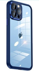 Iphone 13 pro用ケース Donocao 6.1インチ シリコン耐衝撃 アクリルクリアプレート 薄型 カメラ保護カバー 指紋防止 ネイビーブルー A63