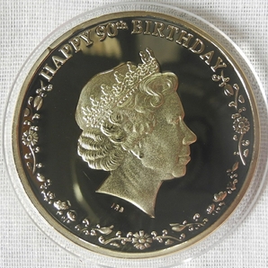 カナダ コレクションコイン エリザベス女王誕生90周年 記念金メダル カラー 1oz 1オンス 24金メッキ メイプルリーフ（検 金貨 プレゼントの画像2