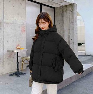 ダウンジャケット 可愛い 韓国風 ゆったり ショート丈 レディース 大きいサイズあり XS ブラック