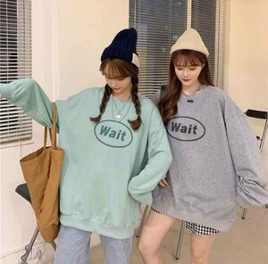 韓国風 レディース 長袖パーカーTシャツ 新しい春 気質 ファッションTシャツ M ブラックグレー