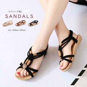 Flat Sandals Ethnic Style обувь лето 25,0 см (40) бежевый