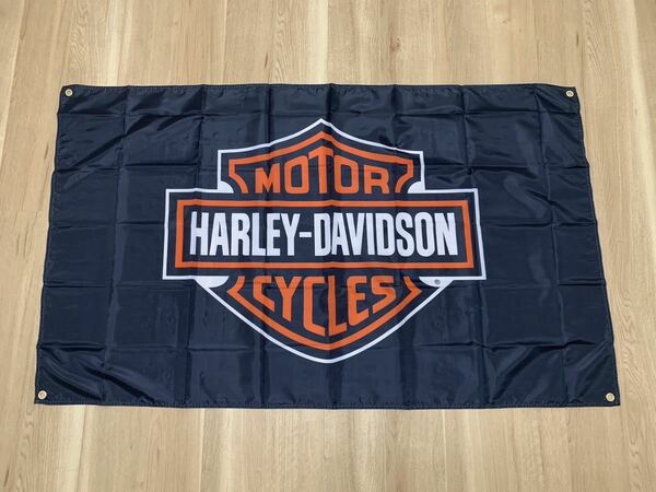 ハーレー ダビッドソン 特大フラッグ バナー 約150×90cm タペストリー 旗 ガレージ装飾 アメリカン アメ車 ホットロッド バイク HARLEY