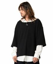 glamb Los layered shirt サイズ1 S BLACK グラム レイヤード オーバーサイズ ロング丈 Tシャツ_画像1