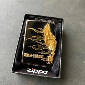 zippo ライター ジッポライター ジッポーライター ハーレーダビッドソン HARLEY DAVIDSON ブラック×ゴールド　箱付き（下のみ）　美品★3