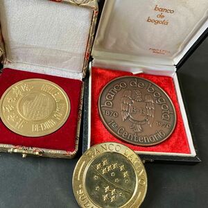 [ foreign memory medal 3 piece together ] memory medal antique collection *23