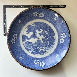 染付 骨董 大皿 飾り皿 日本　中国　古美術　食器　レトロ ★25