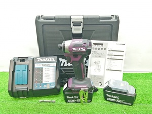 未開封 未使用品 makita マキタ 18V 充電式 インパクトドライバ 6.0Ahバッテリ×2付 パープル TD173DGXAP ②