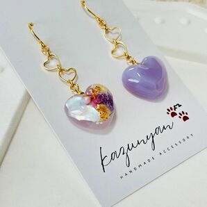 【ハンドメイド】ハートのレジンピアス