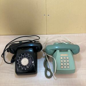 ※13220　黒電話 ダイヤル式 電話機 601-A2 日本電信電話公社アンティーク 　NEC 600-P プッシュホン電話機　昭和レトロ　現状品渡し