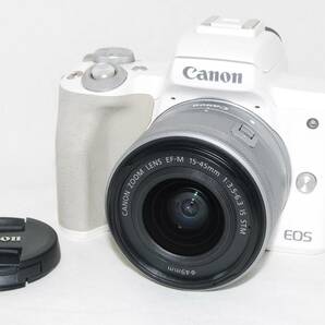 ★実用良品★Canon キャノン EOS Kiss M EF-M 15-45mm IS STM レンズキット ホワイト♪