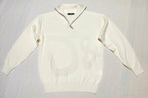  beautiful goods *DOLCE&GABBANA Dolce & Gabbana * D&G big Logo half Zip knitted sweater men's size ivory series white 01916