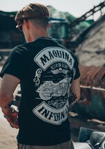 ヨーロピアン&アメリカンモーターサイクル高耐久半袖Tシャツ、メンズロック、アメリカンレトロコットンハーレーバイク_画像1