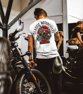 アメリカンレトロハーレーバイクコットン半袖Tシャツメンズサマートレンディブランド