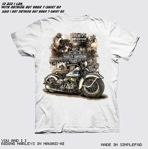 タフガイTシャツ、アメリカンレトロバイク柄プリントメンズトレンディブランド、ルーズ、ハーフスリーブ、ヘビーウェイト