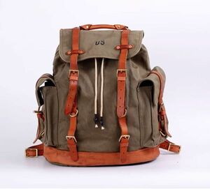  replica second next world large war American backpack canvas high endurance used cow leather for man * for women backpack mountain climbing for travel bag outdoor 