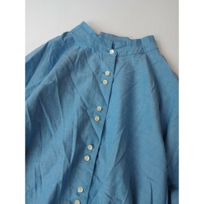 PAR ICI パーリッシィ「青い空と眩しいわたし」コットン 綿 100％ ダブルスタンドカラー シャツ 長袖 日本製 M ブルー (52Y+8644)の画像2