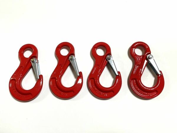 新品　アイフック 1.2t ラッチ付き 4個セット チェーンスリング ワイヤロープ 先端金具 チェーンブロック 1t ロープ