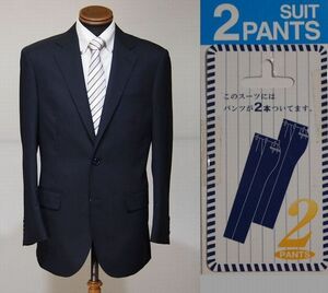  beautiful goods * Pro quality, low price * unlined in the back suit *BUSINESS two tuck 2.. two pants *A7* dark blue * woven stripe *4693