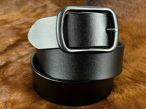  select exhibition *DT-471A. original leather black -ply thickness buckle simple casual futoshi leather belt 