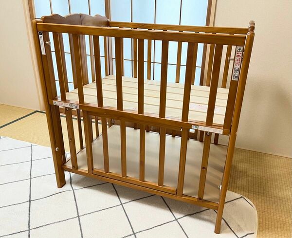 パタン　折りたたみ　ミニベビーベッド　折り畳み　ベッド　赤ちゃん　大和屋　LB ブラウン yamatoya 60×90