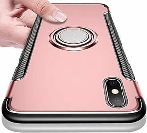 iPhone X 用 ケース iPhone XS 用 ケース リング付き 耐衝撃 TPU クリア 車載対応ホルダー対応 軽量 薄型