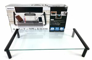 【中古・美品】強化ガラスデスクスタンド独立タイプ Owltech OWL-TGDESK01-BK オウルテック ガラススタンド：