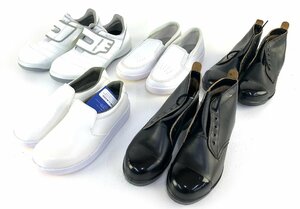 【中古品】作業靴 安全靴 サイズ色々 5足セット ミドリ安全 革製 日進ゴム ホワイト ブラック 28cm 27cm 24cm：