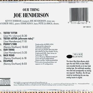JOE HENDERSON／OUR THING／CAPITOL (BLUE NOTE) CDP 7 84152 2／カナダ盤CD／ジョー・ヘンダーソン／中古盤の画像2