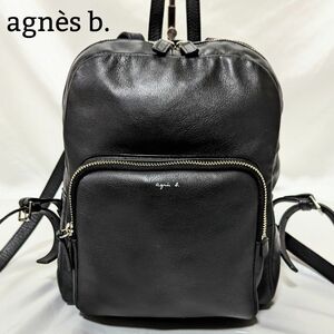 アニエスベー agnes b. アンジェル バックパック リュックミニリュック 牛革 ロゴ 通勤 通学 黒 ブラック ユニセックス