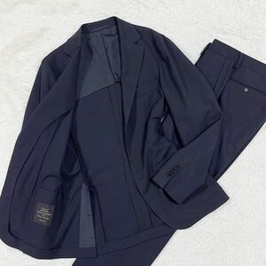 美品/ユナイテッドアローズ【お洒落な一着】UNITED ARROWS スーツ セットアップ テーラードジャケット ウール ネイビー 濃紺 S位