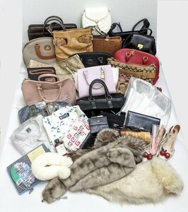 [NB summarize ] large amount set GUCCI CELINE COACH GIVENCHY FURLA SamanthaThavasa VERSACE bag purse pouch Novelty necktie fur 