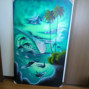 バリ島〜南国のビーチ絵画 特大サイズ 85×135cm
