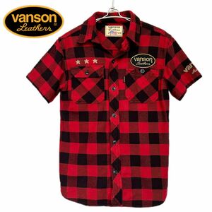 vanson バンソン 半袖シャツ ワーク ボーリング バイカー 赤チェック