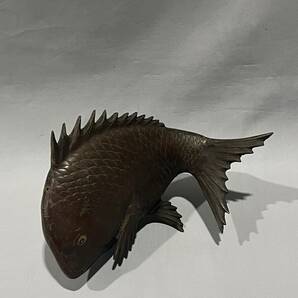  鯛の置物 縁起物 鯛 タイ 魚 鋳物製 金属工芸 和風 オブジェ インテリア コレクションの画像8