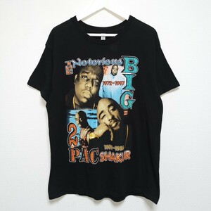 即決 L 00s TUPAC NOTORIOUS BIG Tシャツ 2PAC ビギー ラップT 黒