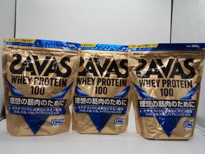 A0935 未開封 健康食品 ザバス ホエイ プロテイン 100 980g×3袋 バニラ味 SAVAS WHEY PROTEIN 100