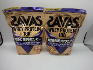 B0166 未開封品 健康食品 ザバス ホエイ プロテイン 100 980g×2袋 ミルクティー風味 SAVAS WHEY PROTEIN 100 賞味期限2025年4月