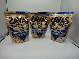 B0211 未開封品 健康食品 ザバス ホエイプロテイン 100 980g×3袋 バニラ味 SAVAS WHEY PROTEIN 100 賞味期限2024年11月